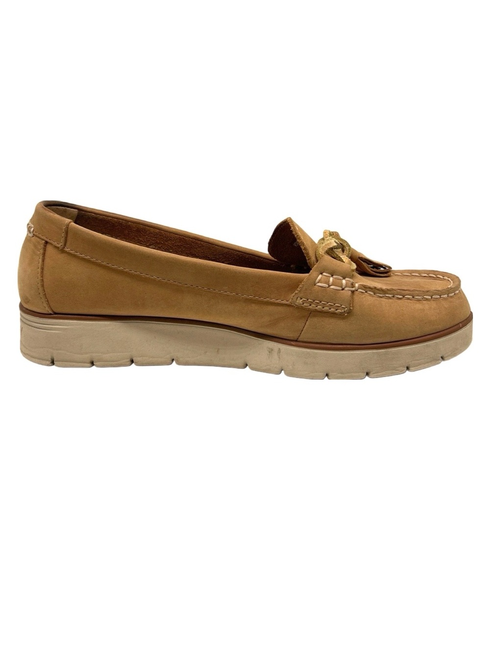 Sperry Tan Nubuck Moccasin Loafer with Tassel Accent
